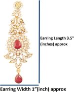 Touchstone "Hollywood Glamour Oscar Collection" Indian Paisley Motif Designer Bridal Jewelry Long Chandelier Earrings In Antique Gold and White Tone For Women. - Image 4